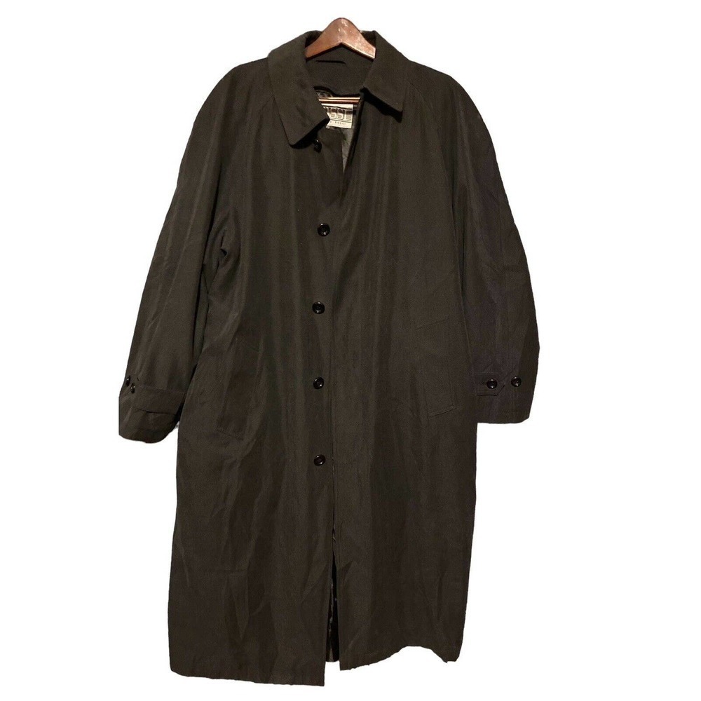 Pronto Uomo Rain Wear Water Resistant Trench Coat Size 46ShortButtons Belt Black